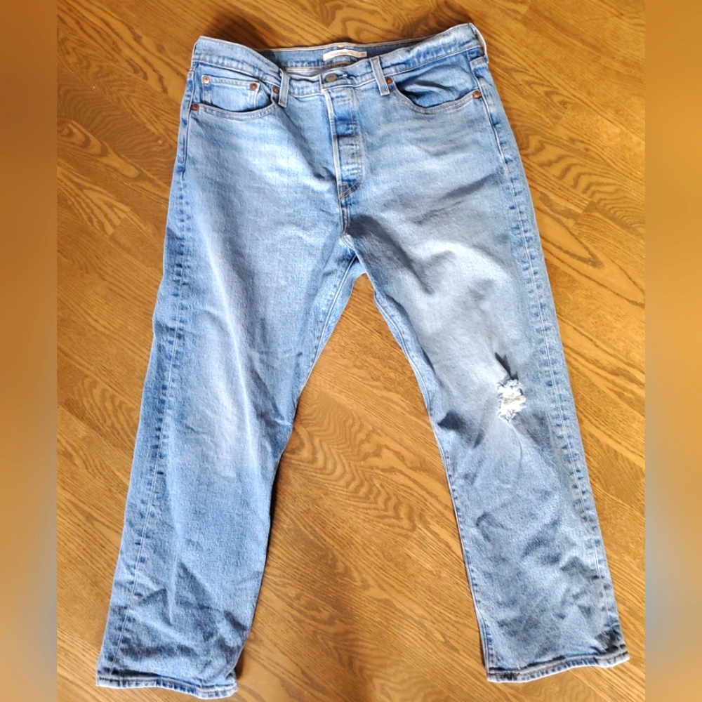 Levi's Wedgie Straight 32 light wash 99% cotton jeans in Tango Fray